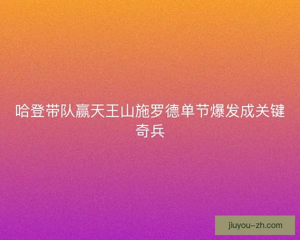 哈登带队赢天王山施罗德单节爆发成关键奇兵