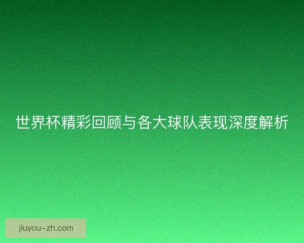 世界杯精彩回顾与各大球队表现深度解析